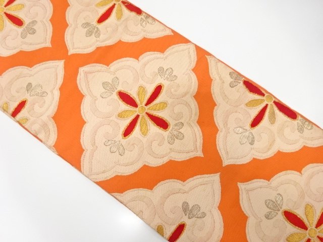 JAPANESE KIMONO / ANTIQUE HANABISHI PATTERN WOVEN FUKURO OBI (MATERIAL